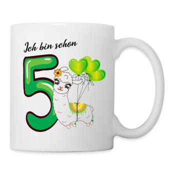 Fünfter Geburtstag Ich bin schon fünf Jahre - Tasse - Weiß - Rechts