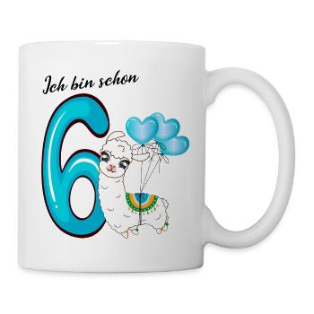 Sechster Geburtstag Ich bin schon sechs Jahre - Tasse - Weiß - Rechts