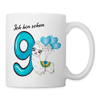 Neunter Geburtstag Ich bin schon neun Jahre - Tasse - Weiß - Rechts
