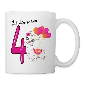 Vierter Geburtstag Ich bin schon vier Jahre - Tasse - Weiß - Rechts