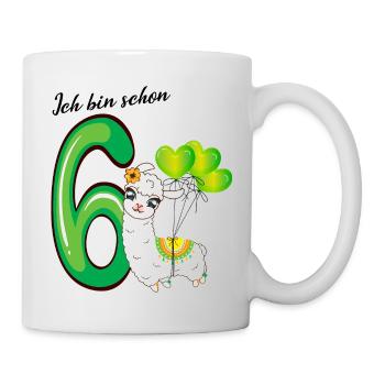 Sechster Geburtstag Ich bin schon sechs Jahre - Tasse - Weiß - Rechts