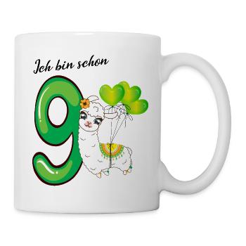 Neunter Geburtstag Ich bin schon neun Jahre - Tasse - Weiß - Rechts