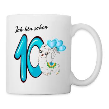 Zehnter Geburtstag Ich bin schon zehn Jahre - Tasse - Weiß - Rechts
