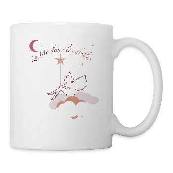 Fée la tête dans les étoiles sur un nuage rose - Mug blanc - blanc - Droite