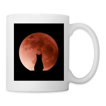 Cat admiring the Moon - Mug - white - Right