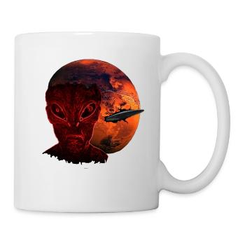 Alien & Mars with UFO - Mug - white - Right