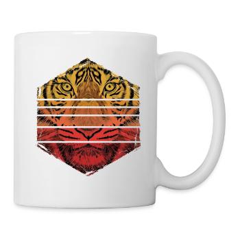 Tiger Animal Predator Wild Wilderness Vintage Retro - Mug - white - Right