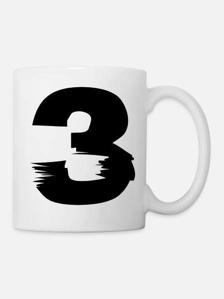 3 Zahl - Tasse - Weiß