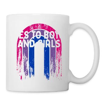 Yes to Boys and Girls Bisexual LGBTQ Bi Pride - Tasse - Weiß - Rechts