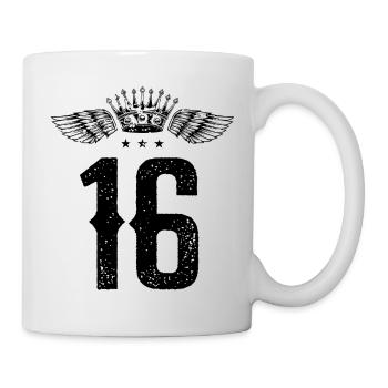16 Zahl Krone - Tasse - Weiß - Rechts