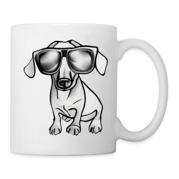 Teckel chien chien avec lunettes de soleil motif cool 4 - Mug blanc - blanc - Droite