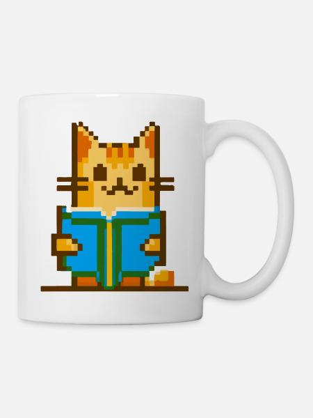 Animal Chat roux pixel art - Mug blanc - blanc
