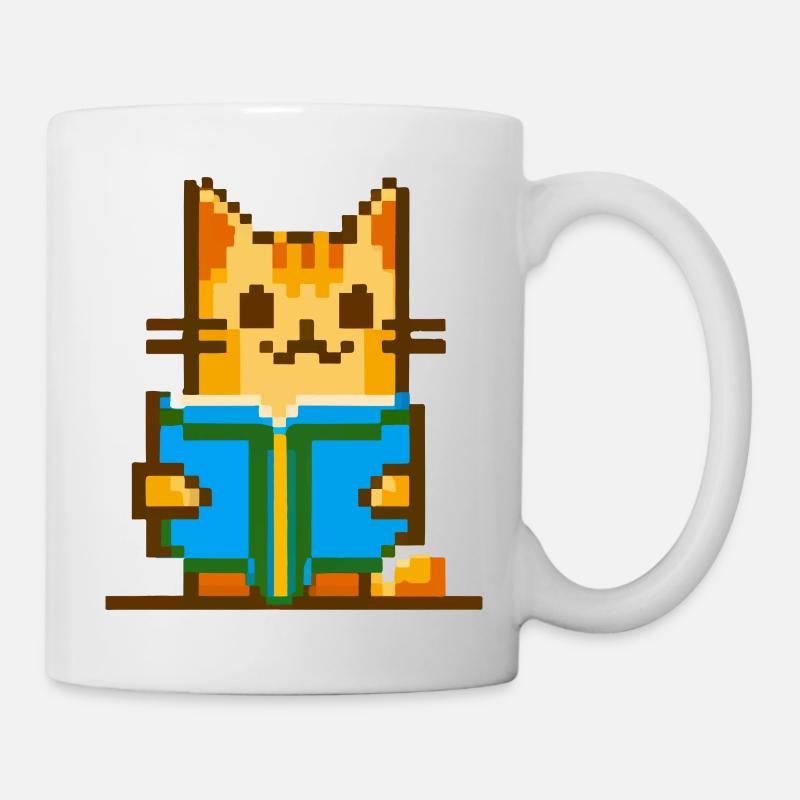Animal Chat roux pixel art - Mug blanc - blanc