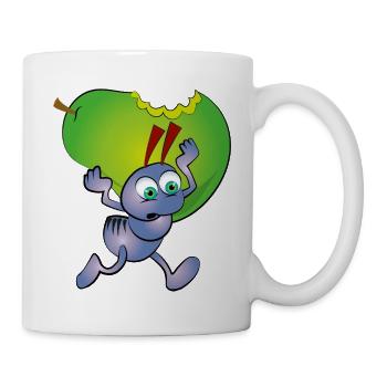 Lila Ameise mit einer Birnenfrucht - Tasse - Weiß - Rechts