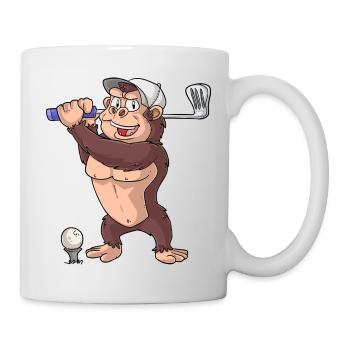 Golfender Affe - Tasse - Weiß - Rechts