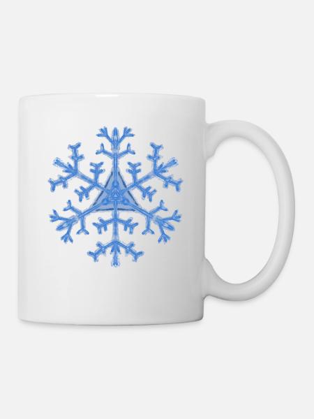 Schneeflocke Design Pulli, Wintermotiv, Eiskristal - Tasse - Weiß