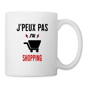 J'peux pas j'ai shopping phrase humoristique - Mug blanc - blanc - Droite