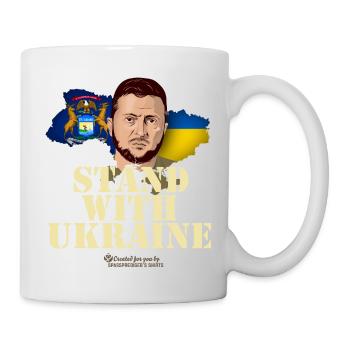 Ukraine Michigan Fahnen Porträt Selenskyj - Tasse - Weiß - Rechts