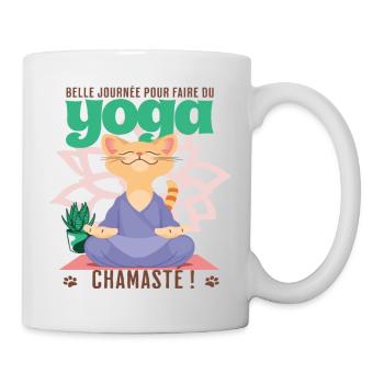 Joga chat chamaste humour yoga namaste cadeau - Mug blanc - blanc - Droite