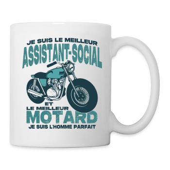 Le meilleur motard et le meilleur assistant-social - Mug blanc - blanc - Droite