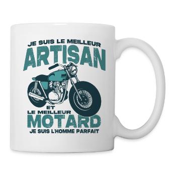 Le meilleur motard et le meilleur artisan - Mug blanc - blanc - Droite