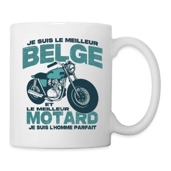 Le meilleur motard et le meilleur belge - Mug blanc - blanc - Droite