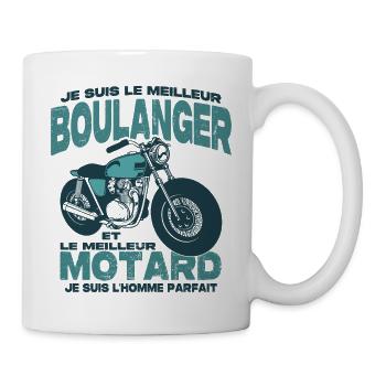 Le meilleur motard et le meilleur boulanger - Mug blanc - blanc - Droite