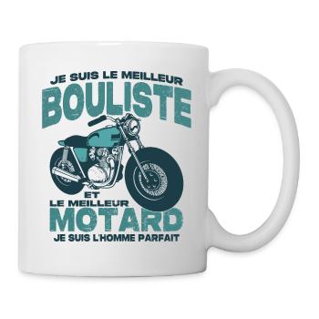 Le meilleur motard et le meilleur bouliste - Mug blanc - blanc - Droite