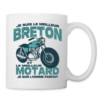 Le meilleur motard et le meilleur breton - Mug blanc - blanc - Droite