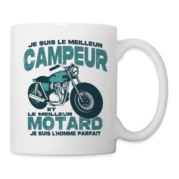 Le meilleur motard et le meilleur campeur - Mug blanc - blanc - Droite