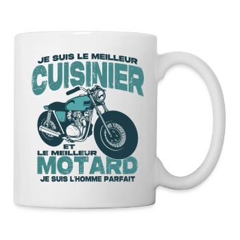 Le meilleur motard et le meilleur cuisinier - Mug blanc - blanc - Droite