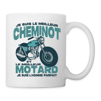 Le meilleur motard et le meilleur cheminot - Mug blanc - blanc - Droite