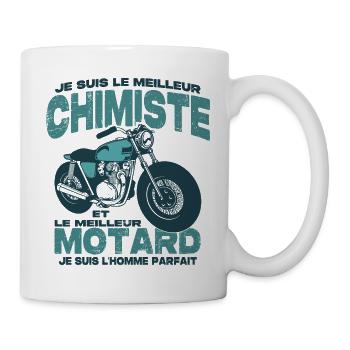 Le meilleur motard et le meilleur chimiste - Mug blanc - blanc - Droite