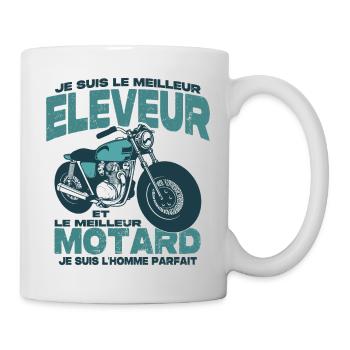 Le meilleur motard et le meilleur éleveur - Mug blanc - blanc - Droite