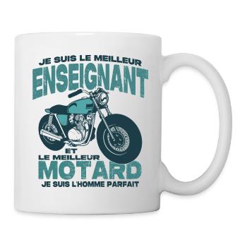 Le meilleur motard et le meilleur enseignant - Mug blanc - blanc - Droite