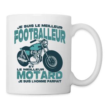 Le meilleur motard et le meilleur footballeur - Mug blanc - blanc - Droite