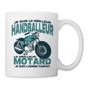 Le meilleur motard et le meilleur handballeur - Mug blanc - blanc - Droite