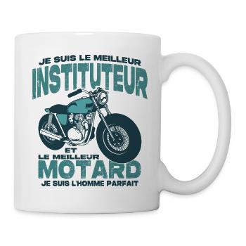 Le meilleur motard et le meilleur instituteur - Mug blanc - blanc - Droite