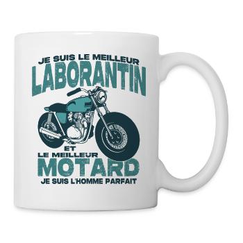 Le meilleur motard et le meilleur laborantin - Mug blanc - blanc - Droite