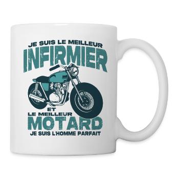 Le meilleur motard et le meilleur infirmier - Mug blanc - blanc - Droite