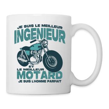 Le meilleur motard et le meilleur ingénieur - Mug blanc - blanc - Droite