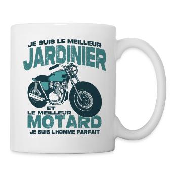 Le meilleur motard et le meilleur jardinier - Mug blanc - blanc - Droite