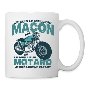 Le meilleur motard et le meilleur maçon - Mug blanc - blanc - Droite