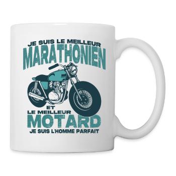 Le meilleur motard et le meilleur marathonien - Mug blanc - blanc - Droite