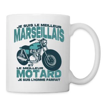 Le meilleur motard et le meilleur marseillais - Mug blanc - blanc - Droite