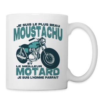 Le meilleur motard et le le plus beau moustachu - Mug blanc - blanc - Droite