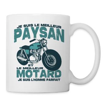 Le meilleur motard et le meilleur paysan - Mug blanc - blanc - Droite