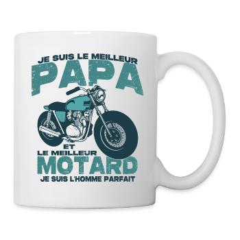 Le meilleur motard et le meilleur papa - Mug blanc - blanc - Droite