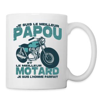 Le meilleur motard et le meilleur papou - Mug blanc - blanc - Droite