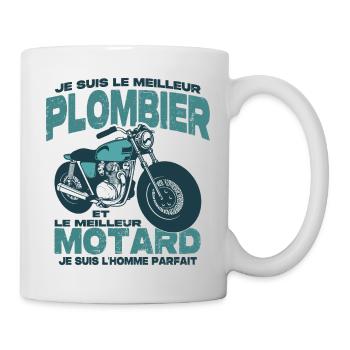Le meilleur motard et le meilleur plombier - Mug blanc - blanc - Droite